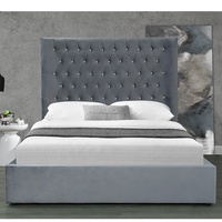 Lit King Size rembourré au design moderne Willsoon New Store Velours écrasé élégant avec revêtement en cuir Cadre en bois pour la maison