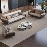Ensemble de canapés de réception modulaires modernes et simples en cuir Nappa, style nordique, canapé-lit trois places pour la maison, le bureau