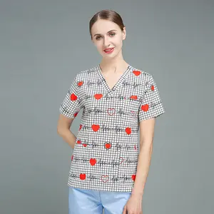 뜨거운 판매 반팔 의사 스크럽 티셔츠 좋은 품질의 간호사 스크럽 티셔츠 의류 병원 스크럽 티셔츠