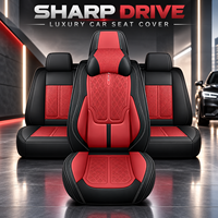 Coussin de siège de voiture sportif en cuir rouge et noir, ensemble complet 14 pièces, pour Civic Golf, toutes saisons, respirant, design perforé, amélioration de l'intérieur de la voiture