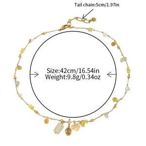 Collar Estilo Playa Verano 2026 con Piedra Natural Degradada Amarillo-Verde, Colgante Multielementos, Gargantilla Bohemia - Product Image 6