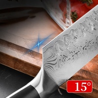 Couteau de chef de haute qualité à motif laser Damas, en acier inoxydable 4Cr13, durable, ambidextre, moderne, extra-affûté, pour la cuisine
