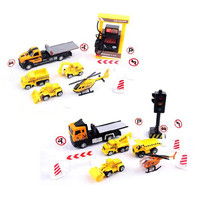 Ensemble de jeu camion porte-conteneurs en alliage avec fonction d'éjection, kit de modèles réduits de voitures et d'avions en alliage à rétrofriction, jouet véhicule éducatif pour enfants, cadeau
