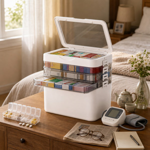 Yunuoxi - Caja de Medicamentos de PP de 40.5 cm y 5 Capas, con Tapa Transparente Abatible, Organizador de Primeros Auxilios, Venta al por Mayor de Fábrica - Product Image 2