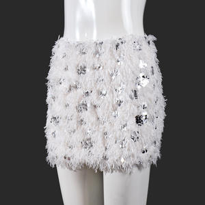 Jupe moulante Viviblook Z225SK pour femme, style streetwear décontracté et sexy, taille basse, avec sequins et franges, patchwork, pour l'été - Product Image 6