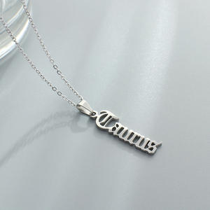 Acier Old English Font 12 Zodiac Vertical Name Collier Drop Shipping - Product Image 4