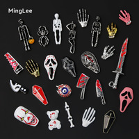 Breloques d'Halloween pour ongles en gros : Masque de crâne, élément effrayant, couteau ensanglanté, œil punk en alliage métallique – Décorations d'Halloween pour ongles