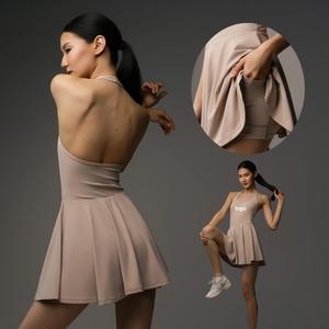 Custom Front Tennis Dress Integrated Mini Shorts Luxurious Skirt Design <b>Square</b> Neck 4-Way Stretch Breathable Quick Dry Fabric - Product Image 1