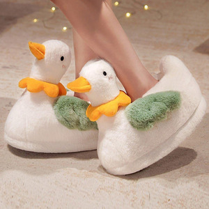 B936 Pantoufles en peluche canard pour femmes, pantoufles en peluche animale moelleuses, pantoufles d'intérieur d'hiver, pantoufles chaudes et moelleuses pour hommes, pantoufles en peluche animale ODM - Product Image 4