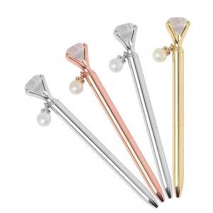 Stylo à bille en métal personnalisé de luxe 1,0 mm avec grosse perle en cristal, cadeau promotionnel parfait pour les filles - Product Image 6