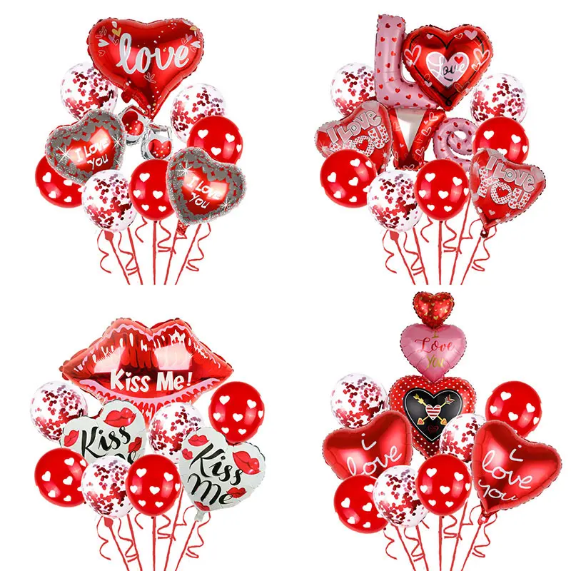 Hot Sale Wedding Decoration Party Ballon Globs San I Love You Heart Shape Helium Foil Valentines Day Balloons