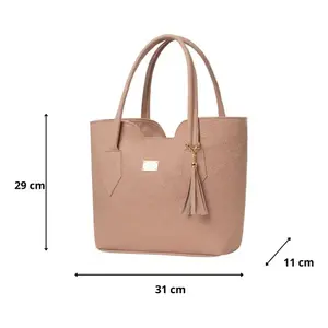 Sac fourre-tout décontracté pour femme Fana Kailila en cuir avec motif carré, doublure et pompon décoratif pour usage quotidien - Product Image 3