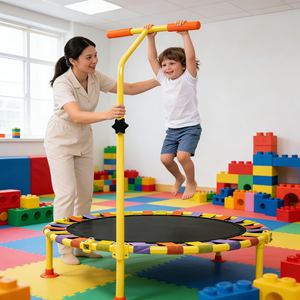 Trampoline circulaire pour enfants d'extérieur facile à assembler avec poignée et dispositifs de sécurité pour un jeu rapide et amusant - Product Image 2