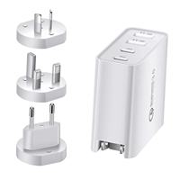 Chargeur secteur GaN multi-ports 100W ultra-plat tout-en-un avec prise EU, léger et à charge rapide pour ordinateur portable et téléphone portable