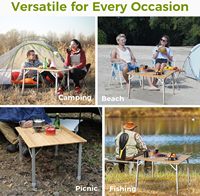 Table de camping moderne en aluminium à quatre plis, réglable en hauteur, portable, pour toutes les saisons, avec un design pliable multifonctionnel pour l'extérieur