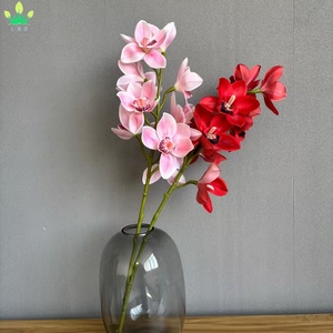 Branche <span class=keywords><strong>de</strong></span> <span class=keywords><strong>fleurs</strong></span> artificielles Cymbidium Hookerianum Real Touch Tropical Phalaenopsis Tiger Orchid Plant Bridal Wedding <span class=keywords><strong>Bouquet</strong></span> Decor - Product Image 5