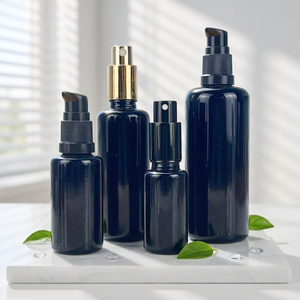 Wholesale Custom Logo Dark Boston Glass Dropper <b>Bottles</b>, Light Block Serum Glass Vials with Bamboo & Gold Dropper Caps - Product Image 4