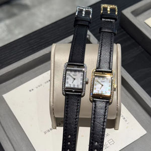 Montre analogique carrée de luxe pour femme H Brand 2025 avec petit bracelet en cuir, cadran en cristal, mouvement à quartz par Stop Watch - Product Image 2