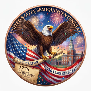 Set di Monete Commemorative in Metallo Stile Animale in Rame per il 250° Anniversario dell'America: Aquila e Campana della Libertà 1776-2026, Souvenir da Collezione - Product Image 1