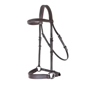 Top bán độn bitless da Bridle với đồng bằng Brow ban nhạc và noseband nặng độn mềm