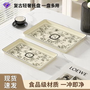 Floral Serving <b>Tray</b> Rectangular Plastic Elegant Home Living Room Storage Plate for Tea Cups Snacks Desserts Fruits - Product Image 5