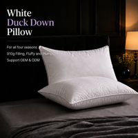 Coussin de voyage populaire avec garnissage en duvet 910g, housse en coton 500TC, hypoallergénique, écologique, toutes saisons, pour hôtel et maison, personnalisable
