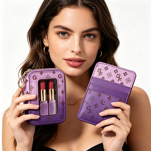 Custom Printed Logo <b>Waterproof</b> PU Makeup Bag Zipper Closure for Lipstick Storage Portable Mini Organizer <b>Pouch</b> - Product Image 2