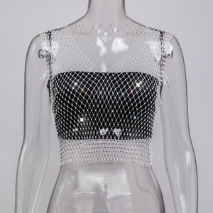 <span class=keywords><strong>Blusa</strong></span> de Malla con Pedrería para Mujer, Elegante, con Efecto Transparente y Ajuste Ceñido al Cuerpo, Ideal para Salir de Noche - Product Image 6