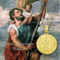 Collier religieux St Christopher Jesus en argent sterling 925 plaqué or de haute qualité
