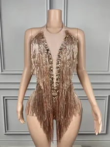 Tenue de scène sexy pour femmes - Strass, paillettes, franges, <span class=keywords><strong>justaucorps</strong></span>, boîtes de nuit, chanteurs, danseurs, séances photo d'anniversaire, TWCS - Product Image 3
