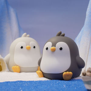 2026 Cute Penguin Silicone Tap Night Light for Kids Dimmable 30-Min Timer USB Rechargeable Soft Bedside <b>Lamp</b> for Bedroom Nursery - Product Image 3