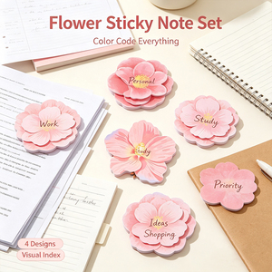 Blocs-notes adhésifs SK Flower, mémos en forme de pétales, autocollants, inscriptibles, 4 modèles - Product Image 5