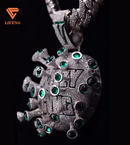 Pendentif rond personnalisé Moissanite VVS 925 pendentif en argent Sterling breloque glacé or blanc pendentif lettre personnalisé - Product Image 2