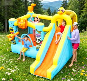Château gonflable avec double toboggan, thème canard jaune, trampoline pour enfants, aire <span class=keywords><strong>de</strong></span> jeux pour fête d'anniversaire, lit <span class=keywords><strong>de</strong></span> saut - Product Image 2
