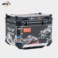 En stock, vente en gros, coffre arrière de moto en aluminium de 45 L, coque renforcée par rivets, ensembles complets d'accessoires de montage
