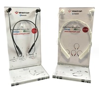 Stand Headphone Akrilik Transparan untuk Toko Ritel dengan Poster, Stand Display Headset Bluetooth