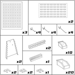 JZD 22 ganci 30 contenitori di stoccaggio in metallo nero sistema di Organizer da parete <span class=keywords><strong>pannello</strong></span> strumento personalizzabile per Garage Workbench OEM prodotto - Product Image 4