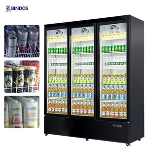 Magasin de supermarché Affichage vertical des boissons Congélateur LED 3 portes vitrées Réfrigérateur pour boissons Aliments commerciaux <span class=keywords><strong>Vitrine</strong></span> réfrigérée - Product Image 3