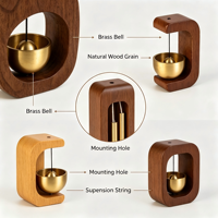 Campana de puerta de madera ecológica marca QingChuan, campana de viento de latón, alarma decorativa de cobre para apertura de tienda/hogar