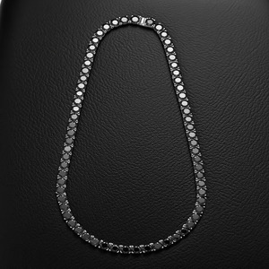 Black <b>Iced</b> <b>Out</b> Vintage Tennis <b>Chain</b> Necklace 925 Sterling Silver Luxury Unisex Jewelry Gift for Men Women Third Party Certified - Product Image 5