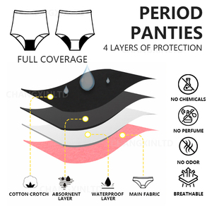 Culotte périodique sur mesure 4 couches anti-<span class=keywords><strong>fuite</strong></span> sous-vêtements réutilisables <span class=keywords><strong>pour</strong></span> incontinence <span class=keywords><strong>urinaire</strong></span> <span class=keywords><strong>pour</strong></span> femmes pantalon périodique taille haute sans couture - Product Image 4