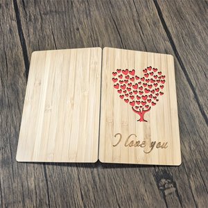 Carte gravée arbre cœur en bois de bambou Love You From Kids cadeau de fête des mères personnalisé fait à la main pour maman femme grand-mère grand-mère - Product Image 2