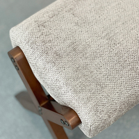 Mini tabouret en bois carré créatif à la maison tabourets de pied en lin et en bois à langer tabouret en bois à jambe croisée pouf siège souple