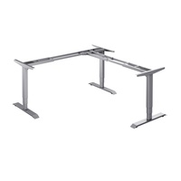 Bureau assis-debout électrique à 3 pieds en forme de L, cadre de bureau d'angle réglable en hauteur, double moteur