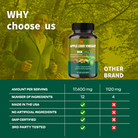 Cápsulas de Vinagre de Sidra de Manzana Herbal Natural con Canela que Ayudan a Equilibrar el Nivel de Glucosa Saludable y a Controlar el Peso