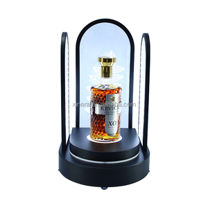Rechargeable RGB LED, leaf carved acrylic, wine bottle display stand, custom logo luminous liquor presenter - Product Image 6