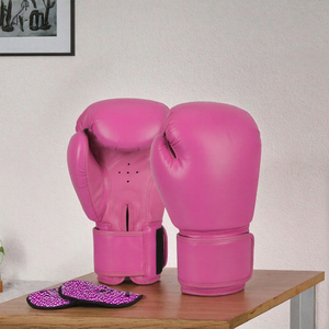 Guantes de Boxeo de Piel Sintética Rosa, Guantes de Entrenamiento de Dedos Completos con Correa de Muñeca de Gancho y Bucle para Muay Thai, Kickboxing y Sparring - Product Image 2