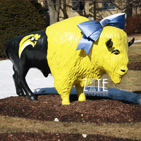 Statue de bison en résine de taille réelle, décoration extérieure en fibre de verre