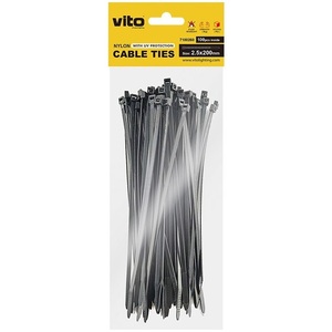Attaches-câbles Vito 2,5x200mm en nylon avec protection UV, 100 pièces - Product Image 1