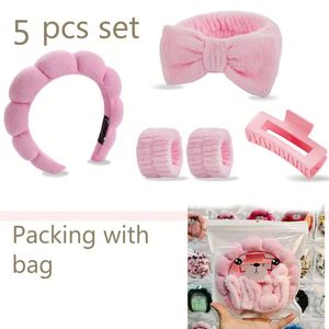 Twist Leopard Print Face Wash Headband Set with Wrist Band Soft Makeup Hair Band for Women Yoga Spa Custom Logo Wholesale - Product Image 6